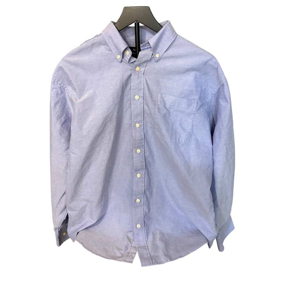 Nautica Mens Vintage Oxford Shirt Light Blue Button Down 100% Cotton 17 34/35